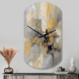 Yellow And Grey Beyond The Canvas I - Asymmetric Metal Wall Clock