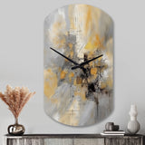 Yellow And Grey Beyond The Canvas I - Asymmetric Metal Wall Clock
