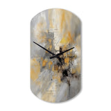 Yellow And Grey Beyond The Canvas I - Asymmetric Metal Wall Clock