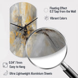 Yellow And Grey Beyond The Canvas I - Asymmetric Metal Wall Clock