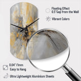 Yellow And Grey Beyond The Canvas I - Asymmetric Metal Wall Clock