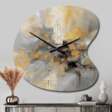 Yellow And Grey Beyond The Canvas I - Asymmetric Metal Wall Clock