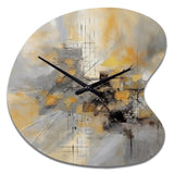 Yellow And Grey Beyond The Canvas I - Asymmetric Metal Wall Clock