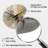 Yellow And Grey Beyond The Canvas I - Asymmetric Metal Wall Clock