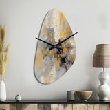 Yellow And Grey Beyond The Canvas I - Asymmetric Metal Wall Clock