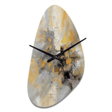 Yellow And Grey Beyond The Canvas I - Asymmetric Metal Wall Clock