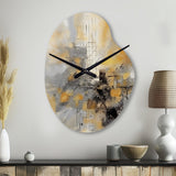 Yellow And Grey Beyond The Canvas I - Asymmetric Metal Wall Clock