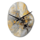 Yellow And Grey Beyond The Canvas I - Asymmetric Metal Wall Clock