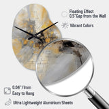 Yellow And Grey Beyond The Canvas I - Asymmetric Metal Wall Clock