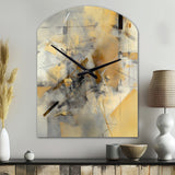 Yellow And Grey Beyond The Canvas II - Asymmetric Metal Wall Clock