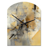 Yellow And Grey Beyond The Canvas II - Asymmetric Metal Wall Clock