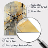 Yellow And Grey Beyond The Canvas II - Asymmetric Metal Wall Clock