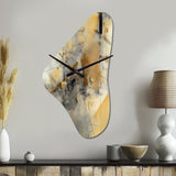 Yellow And Grey Beyond The Canvas II - Asymmetric Metal Wall Clock