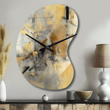 Yellow And Grey Beyond The Canvas II - Asymmetric Metal Wall Clock