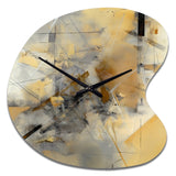 Yellow And Grey Beyond The Canvas II - Asymmetric Metal Wall Clock