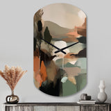 Green And Beige Transcending Reality I - Asymmetric Metal Wall Clock
