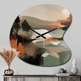 Green And Beige Transcending Reality I - Asymmetric Metal Wall Clock