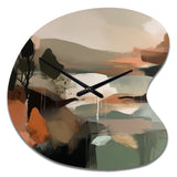 Green And Beige Transcending Reality I - Asymmetric Metal Wall Clock