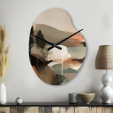 Green And Beige Transcending Reality I - Asymmetric Metal Wall Clock