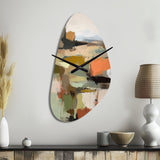 Green And Beige Transcending Reality III - Asymmetric Metal Wall Clock