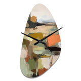 Green And Beige Transcending Reality III - Asymmetric Metal Wall Clock