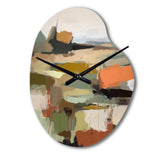Green And Beige Transcending Reality III - Asymmetric Metal Wall Clock