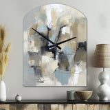 Beige And Grey Unbounded Creativity I - Asymmetric Metal Wall Clock