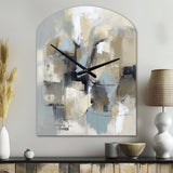 Beige And Grey Unbounded Creativity I - Asymmetric Metal Wall Clock