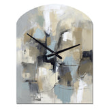 Beige And Grey Unbounded Creativity I - Asymmetric Metal Wall Clock