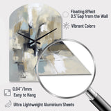 Beige And Grey Unbounded Creativity I - Asymmetric Metal Wall Clock