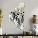 Beige And Grey Unbounded Creativity I - Asymmetric Metal Wall Clock