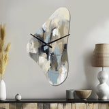 Beige And Grey Unbounded Creativity I - Asymmetric Metal Wall Clock
