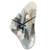 Beige And Grey Unbounded Creativity I - Asymmetric Metal Wall Clock