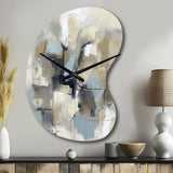 Beige And Grey Unbounded Creativity I - Asymmetric Metal Wall Clock