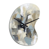 Beige And Grey Unbounded Creativity I - Asymmetric Metal Wall Clock