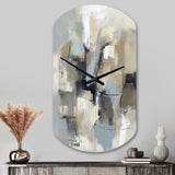 Beige And Grey Unbounded Creativity I - Asymmetric Metal Wall Clock