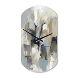 Beige And Grey Unbounded Creativity I - Asymmetric Metal Wall Clock