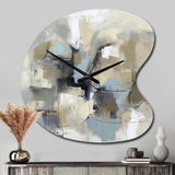 Beige And Grey Unbounded Creativity I - Asymmetric Metal Wall Clock