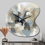 Beige And Grey Unbounded Creativity I - Asymmetric Metal Wall Clock