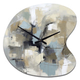 Beige And Grey Unbounded Creativity I - Asymmetric Metal Wall Clock
