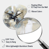Beige And Grey Unbounded Creativity I - Asymmetric Metal Wall Clock