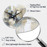 Beige And Grey Unbounded Creativity I - Asymmetric Metal Wall Clock