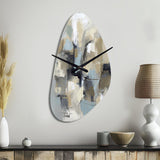 Beige And Grey Unbounded Creativity I - Asymmetric Metal Wall Clock