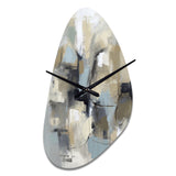 Beige And Grey Unbounded Creativity I - Asymmetric Metal Wall Clock