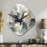 Beige And Grey Unbounded Creativity I - Asymmetric Metal Wall Clock