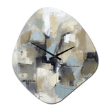 Beige And Grey Unbounded Creativity I - Asymmetric Metal Wall Clock