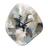 Beige And Grey Unbounded Creativity I - Asymmetric Metal Wall Clock