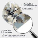 Beige And Grey Unbounded Creativity I - Asymmetric Metal Wall Clock