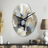 Beige And Grey Unbounded Creativity I - Asymmetric Metal Wall Clock