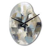 Beige And Grey Unbounded Creativity I - Asymmetric Metal Wall Clock
